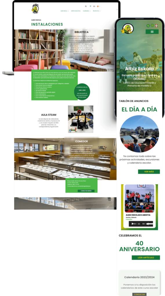 DISEÑO WEB por SuroesteStudio para ESCUELA ALBIZ SESTAO Vizcaya