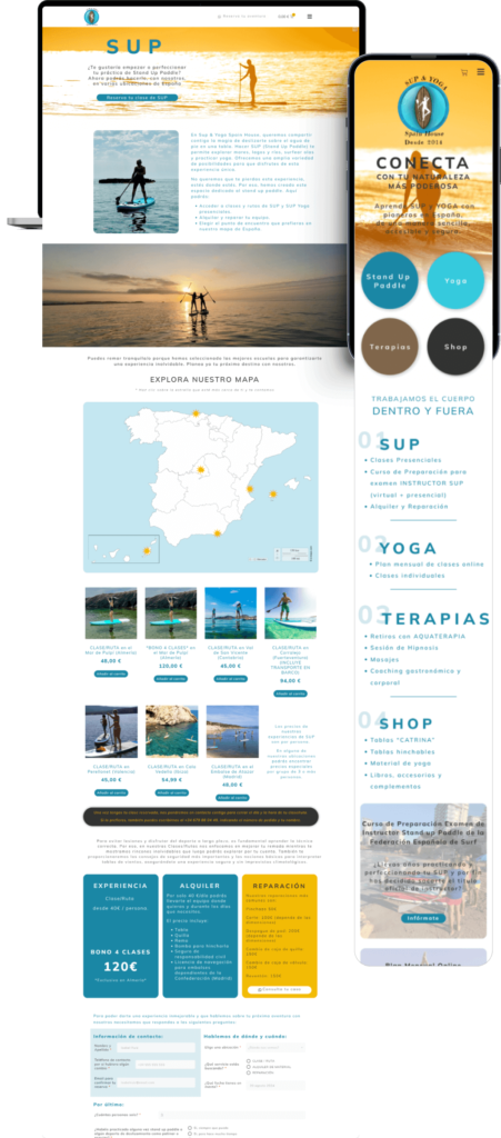 DISEÑO WEB por SuroesteStudio para SUP YOGA SPAIN HOUSE ALMERÍA